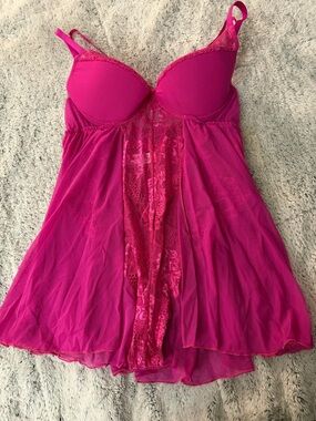 Pure Romance Hot Pink Lace Babydoll Chemise